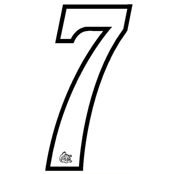Mongoose plate numbers #7 white w/ black outline | BMX Products USA