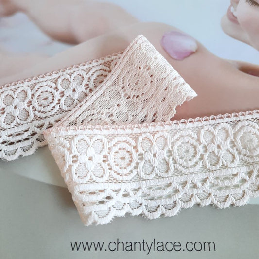 2037 Thick Mesh White Color Stretch Elastic Lace Trim Beautiful