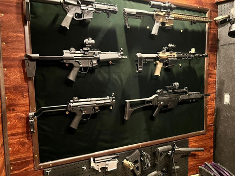 wood framed rifle display