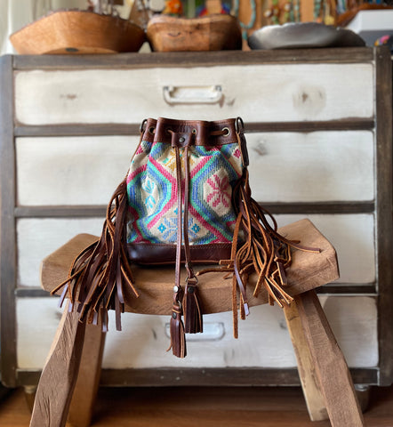 Leopard print, red and black fringe bucket bag – Artisan Shop GT