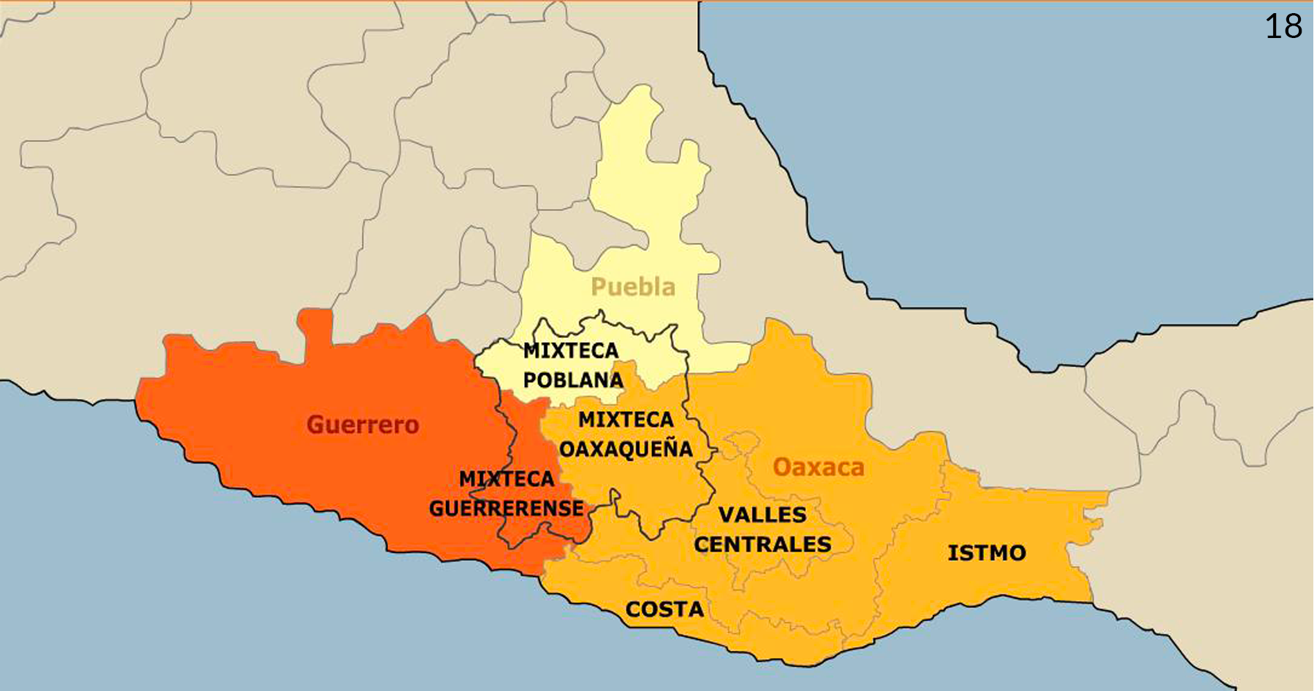 mapa de la mixteca poblana oaxaqueña guerrerense  