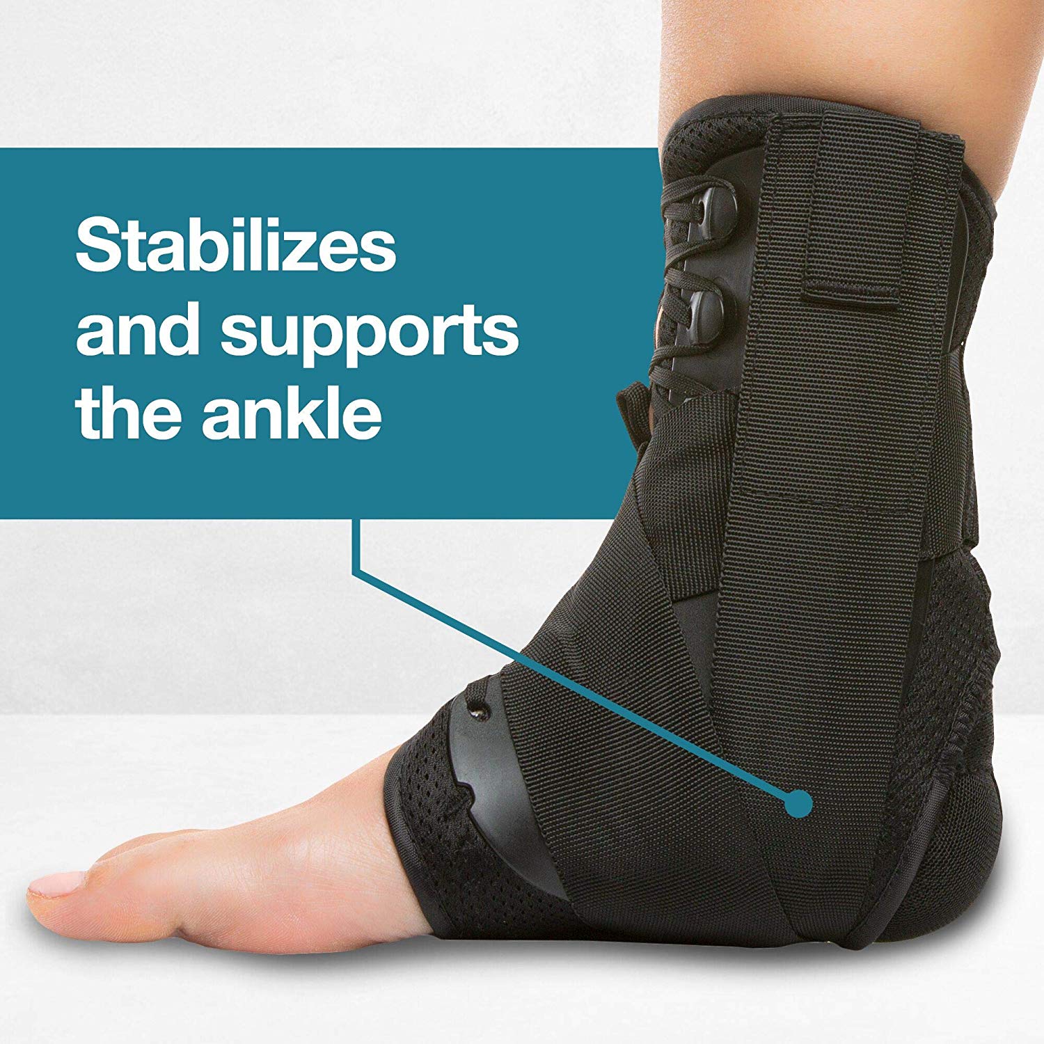 Lace up Ankle Brace Compression Support Wrap with Stabilizer Straps ...