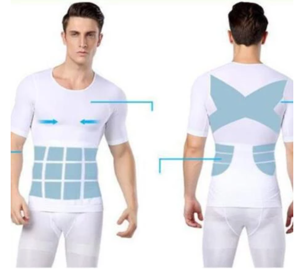 Men's Compression Shirt Belly Hiding Shaper Stomach to Chest Slimmer ...