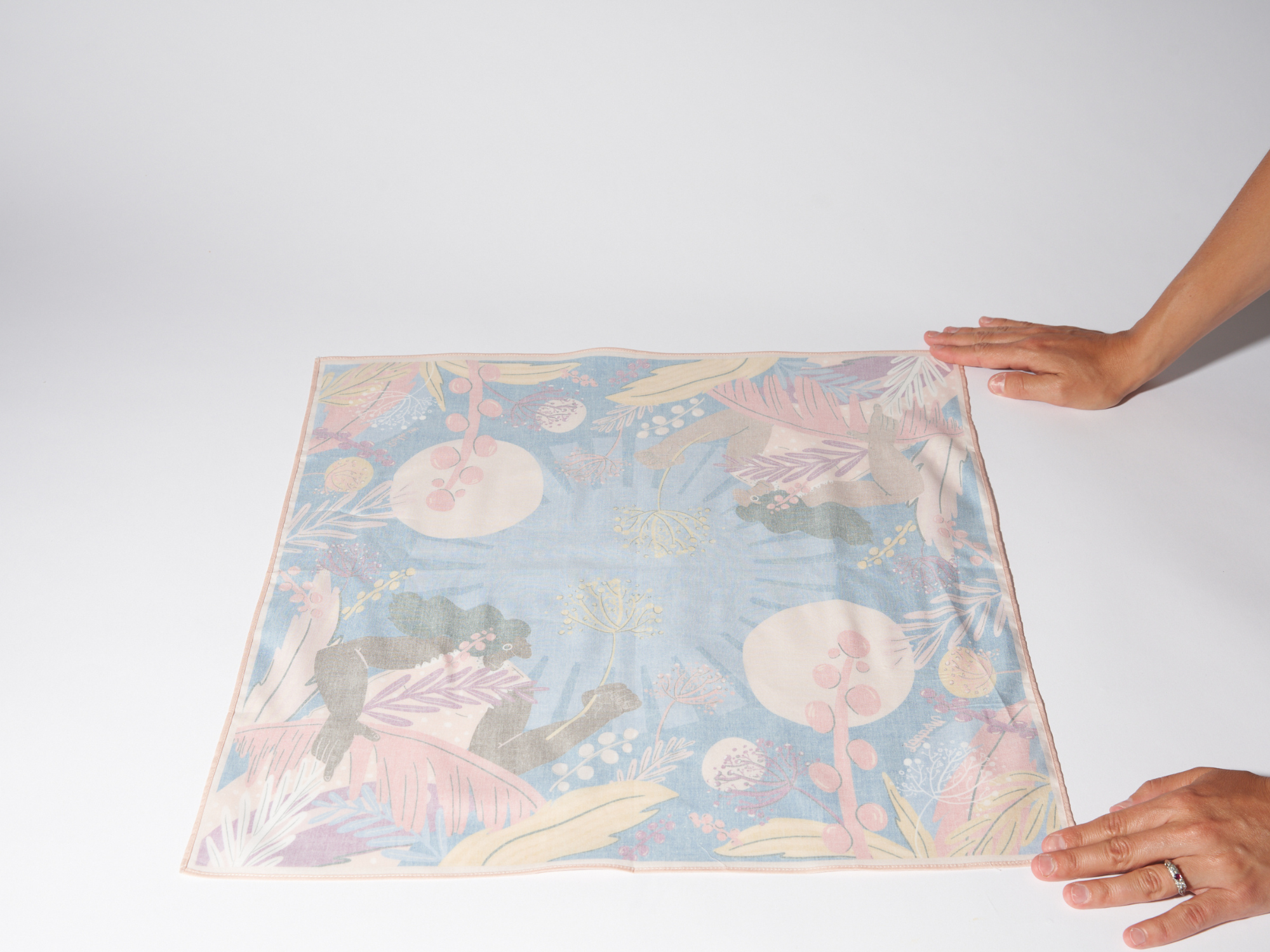 furoshiki on a flat surface with print side down