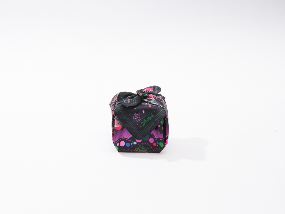 An image of a gift box beautifully wrapped with Wrappr's furoshiki 