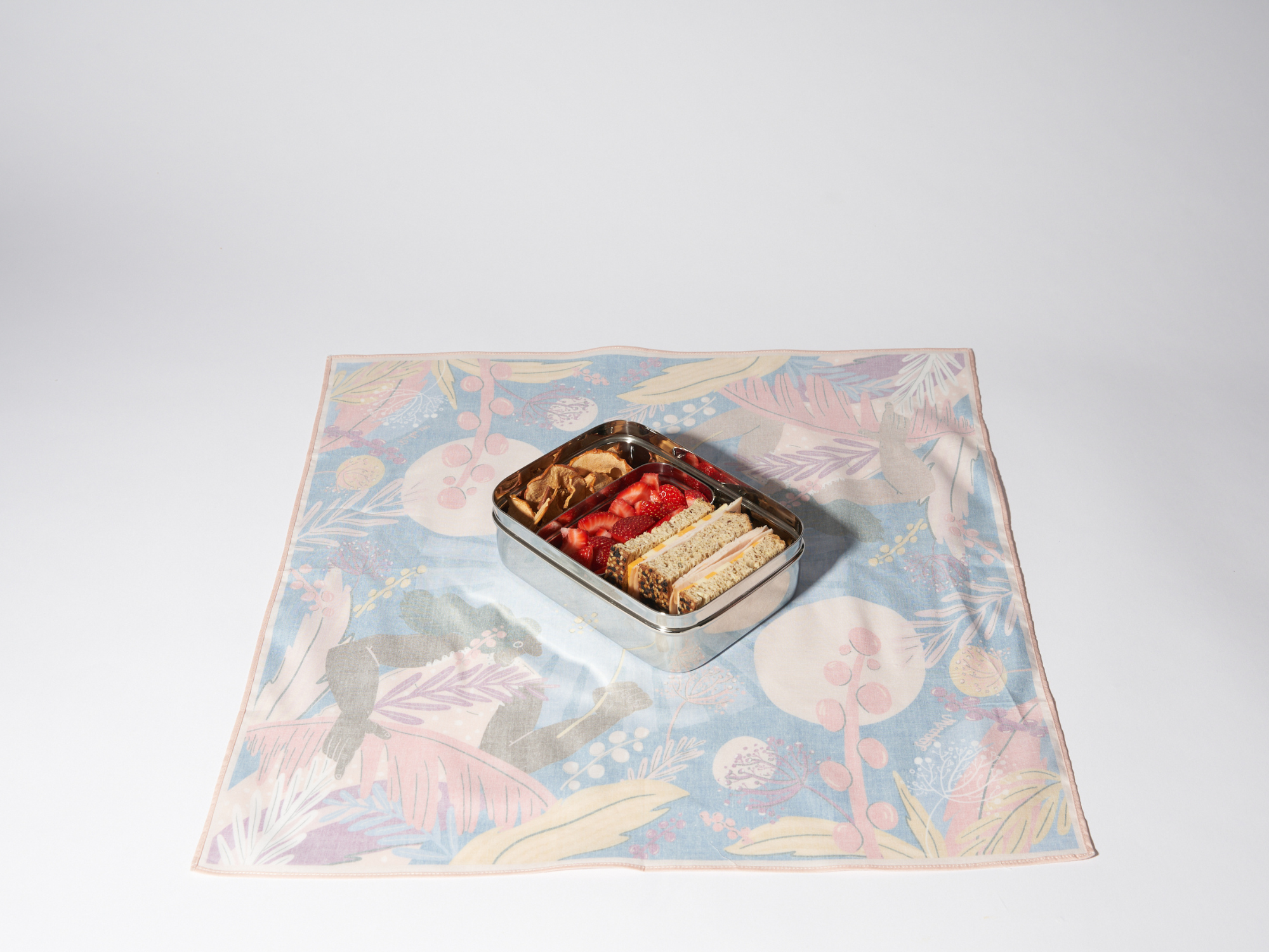 place your bento box in the middle of your furoshiki 