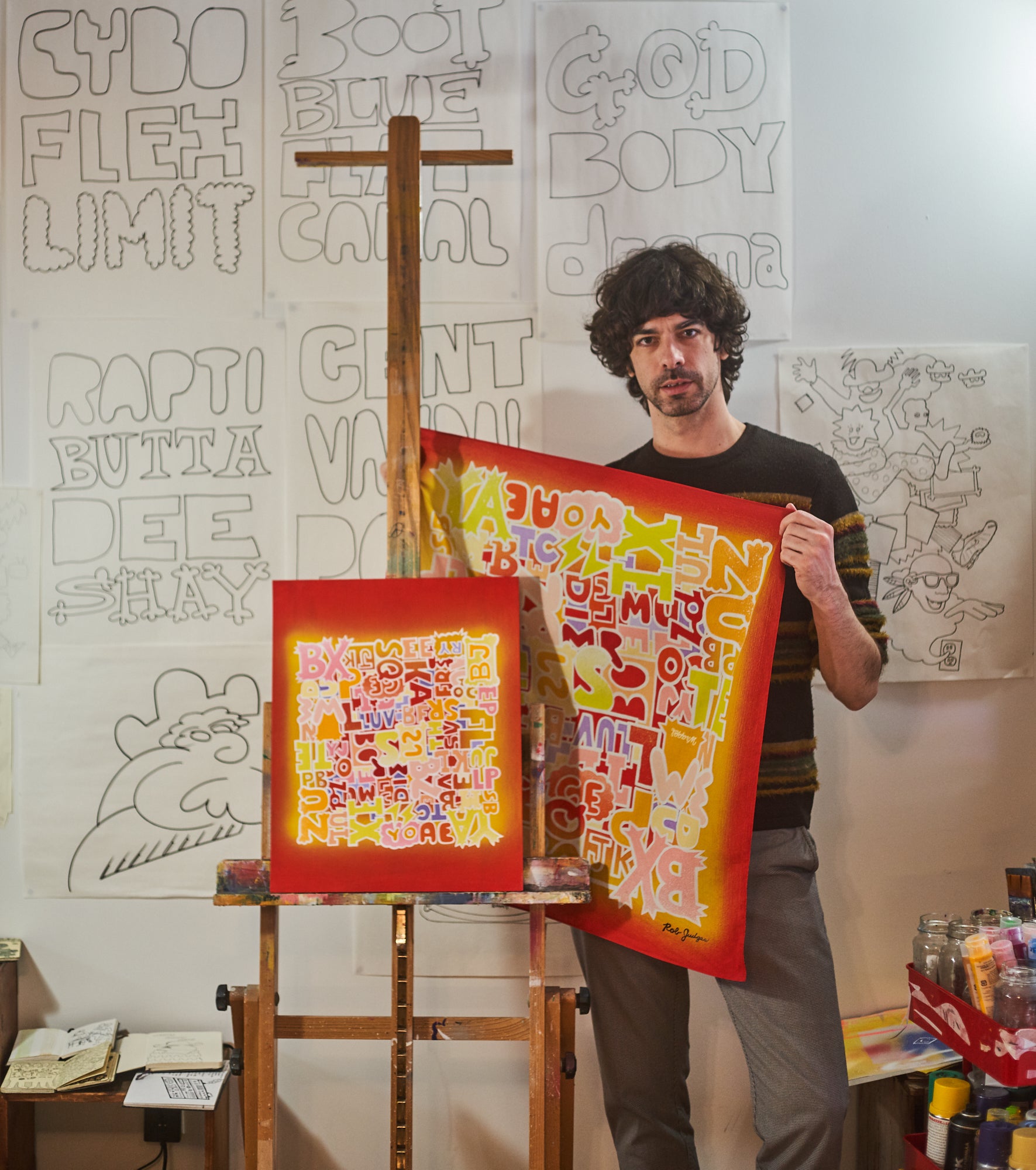 Artist Rob Judges in his studio