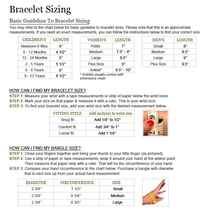 Bracelet Diameter Chart