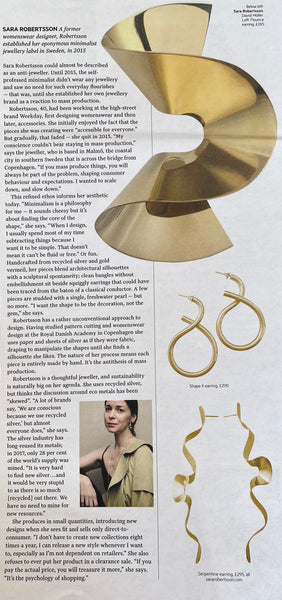 Sara Robertsson Jewellery interview in Financial Times Art of Fashion