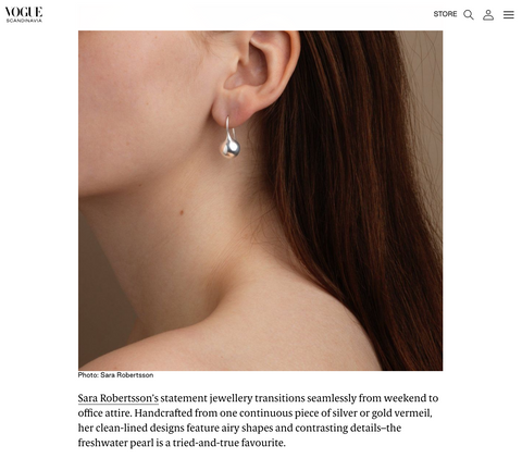 Sara Robertsson Jewellery listed as up-and-coming nordic jewellery brand in Vogue Scandinavia