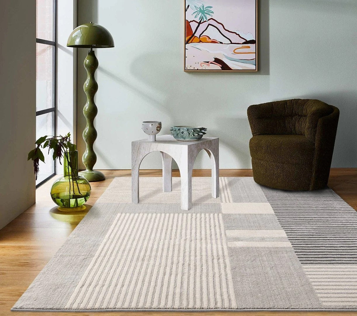 Simple Modern Grey Floor Rugs, Bedroom Geometric Area Rugs, Living Room Rugs, Large Floor Rugs for Dining Room, Contemporary Floor Rugs for Office
