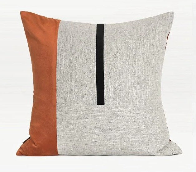 Orange Black Gray Square Pillows, Modern Throw Pillow, Modern Sofa Pillows, Decorative Pillows for Couch, Decorative Pillows for Living Room