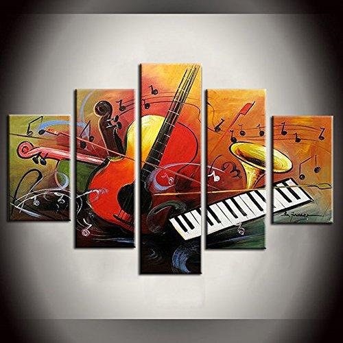 5 Piece Canvas Art Paintings, Violin Musical Instruction Painting, Abstract Canvas Painting, Electronic Organ Painting, Modern Paintings