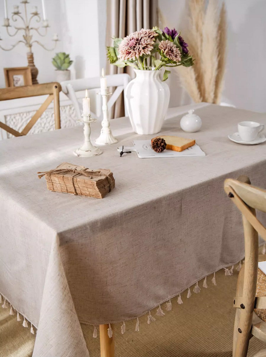 Simple Linen Rectangle Table Cover for Dining Room Table, Large Brown Tablecloth for Home Decoration, Modern Table Cloth, Square Tablecloth for Round Table