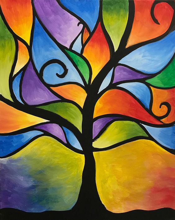 Simple Acrylic Abstract Painting Ideas, Easy Tree Painting Ideas for Beginners, Easy Landscape Painting Ideas