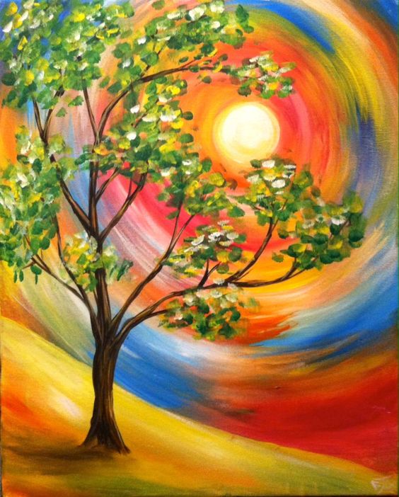 30 Easy Tree Painting Ideas for Beginners, Simple Acrylic Abstract Painting Ideas, Simple Landscape Art Ideas