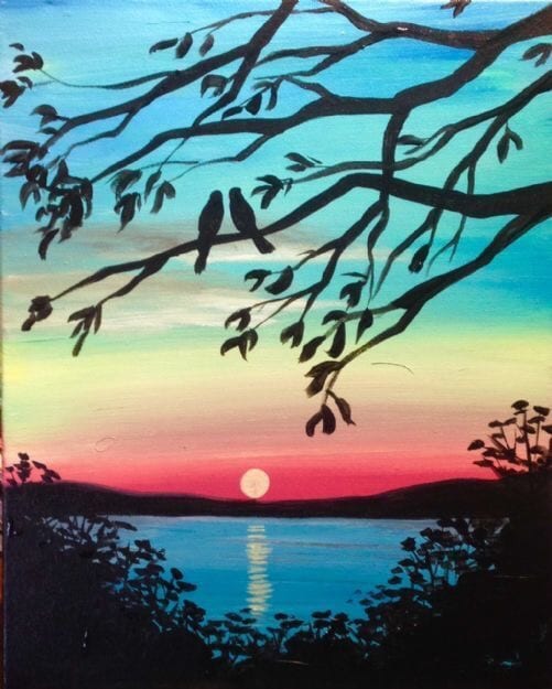 30 Easy Acrylic Painting Ideas for Beginners, Easy Landscape Paintings, Easy nature painting ideas, beginner's painting, Simple sunset painting ideas