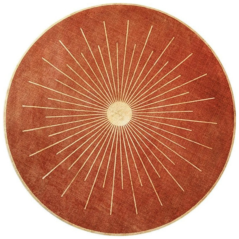 Round Area Rug for Dining Room, Coffee Table Rugs, Orange Modern Area Rug, Large Rugs for Living Room, Contemporary Area Rugs for Bedroom