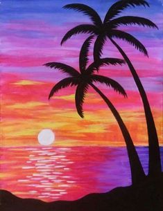30 Easy Acrylic Painting Ideas for Beginners, Easy Landscape Paintings, Easy nature painting ideas, beginner's painting, easy sunrise paintings