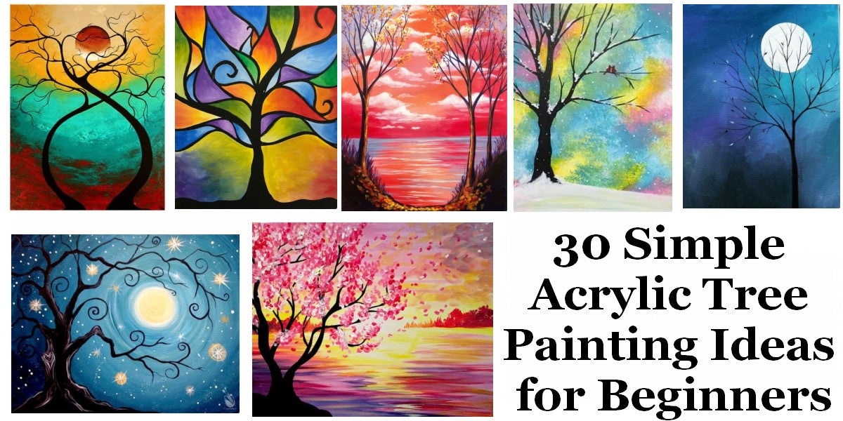Easy Tree Paintings, Easy Acrylic Painting Ideas for Beginners, Simple Abstract Wall Art Paintings