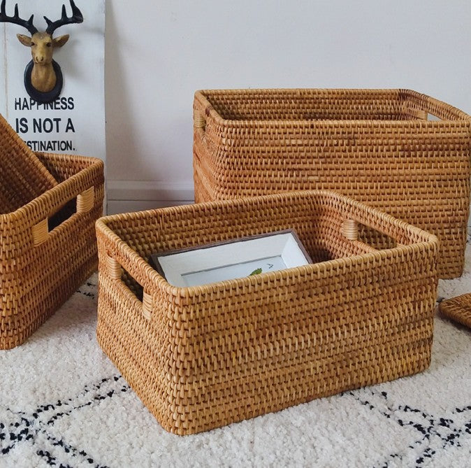 Rattan Storage Baskets, Storage Basket for Shelves, Rectangular Storage Basket for Toys, Storage Baskets for Kitchen, Storage Baskets for Bedroom