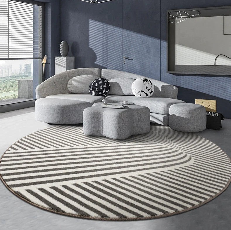 Dining Room Grey Modern Rugs, Large Grey Modern Rugs in Living Room, Round Modern Rugs under Coffee Table, Contemporary Modern Rugs in Bedroom