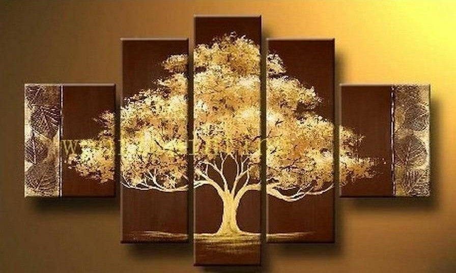Simple Modern Art, Tree of Life Painting, Acrylic Abstract Painting, 5 Piece Canvas Painting, Acrylic Painting for Bedroom