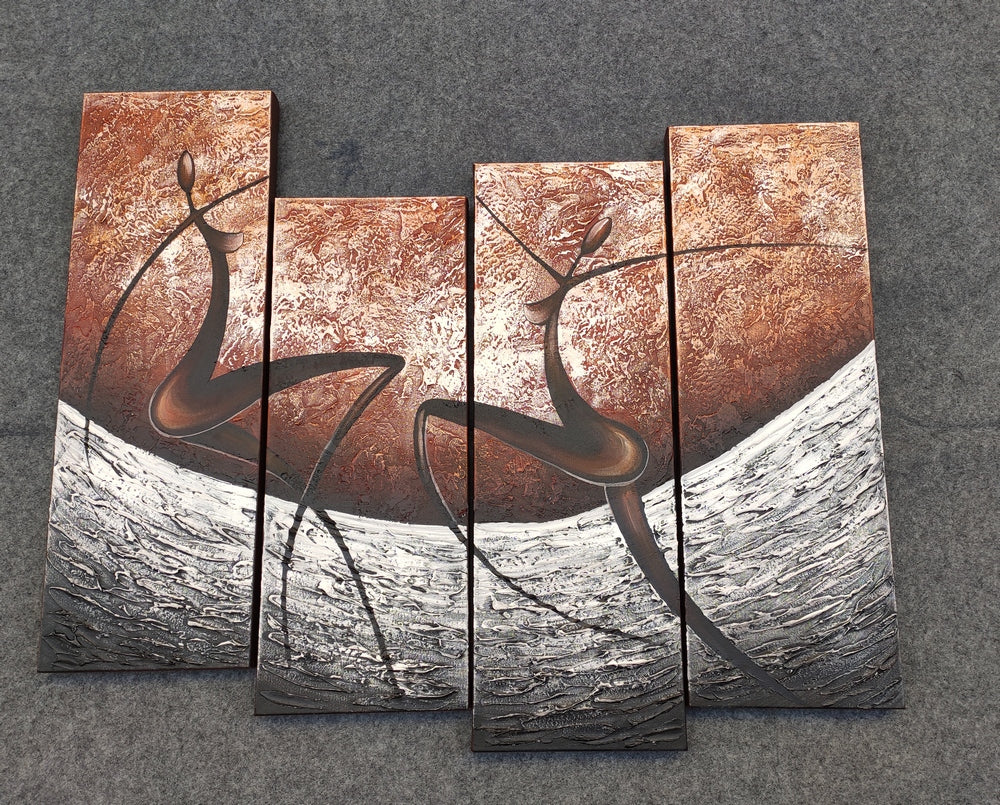 Multi Panel Canvas Art, Art On Canvas, Abstract Figure Painting, Hand Painted Acrylic Painting