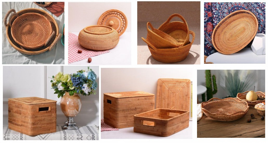 Vintage Handwoven Storage Basket Fruits Plastic Storage - Temu