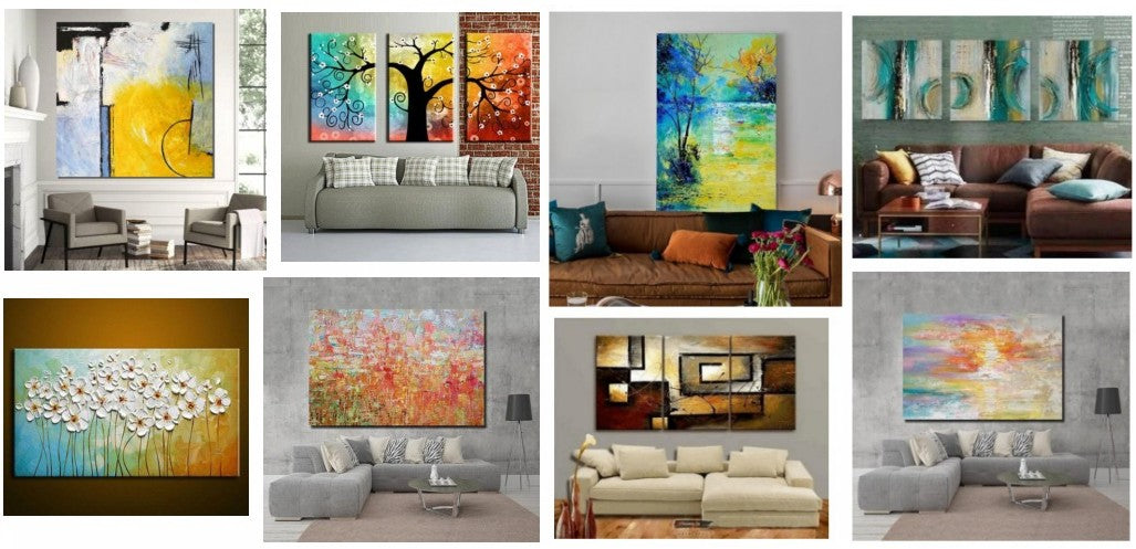 Living Room Abstract Paintings, Hand Painted Canvas Paintings