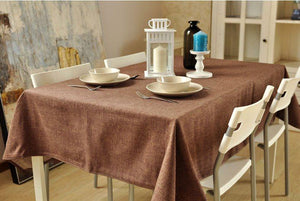 brown tablecloth