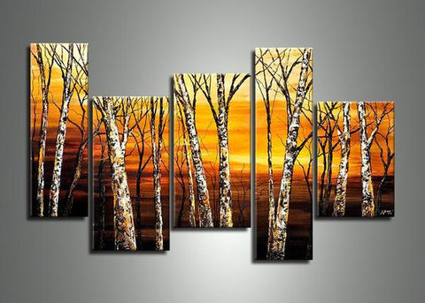 4 Piece Canvas Paintings, Tree Paintings, Moon and Tree Painting, Buy –  Paintingforhome