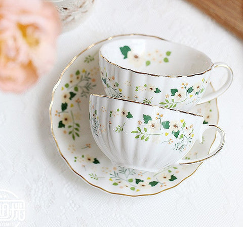 Unique Iris Flower Tea Cups and Saucers in Gift Box, Elegant Ceramic C –  artworkcanvas