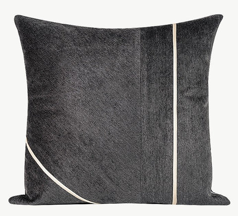 Simple Throw Pillow for Interior Design, Modern Black Gray Golden Line –  artworkcanvas