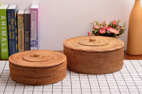 Woven Basket with Handle, Vietnam Traditional Handmade Rattan Wicker  Storage Basket – Silvia Home Craft