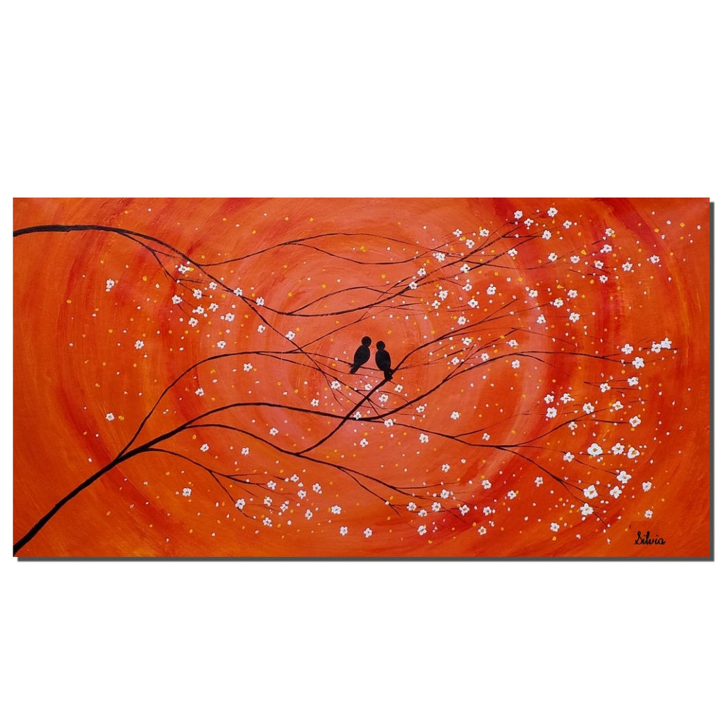 Wedding Gift Original Painting Love Birds Painting Abstract Art Oil Pa Art Painting Canvas