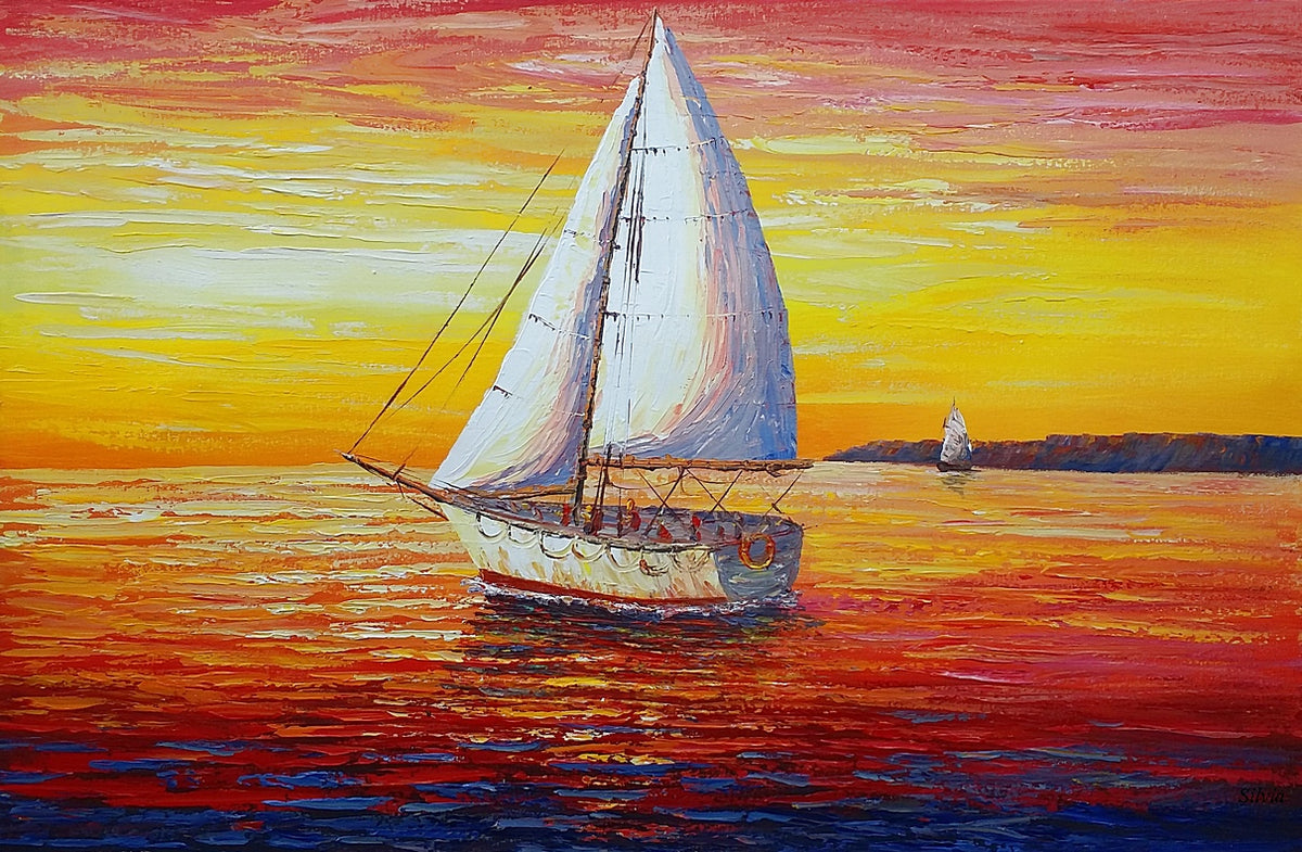 Seascape Sail Boats At Sea Oil Painting Palette Knife Painting Ori   346 01 1200x1200 