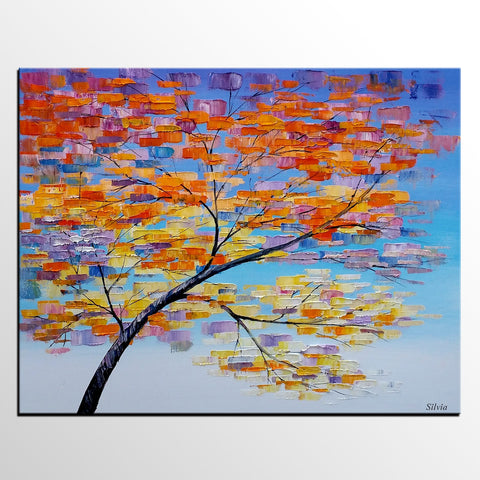 Hand Painted Canvas Painting, Tree Painting Acrylic, Abstract Painting –  Silvia Home Craft