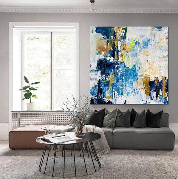 Acrylic Paintings for Bedroom, Large Paintings for Sale, Blue Abstract ...