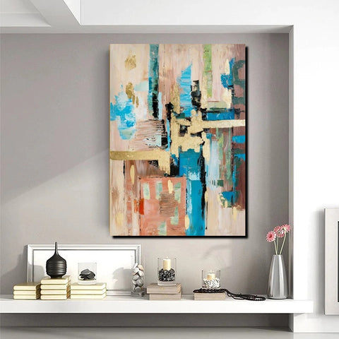 Simple Canvas Art, Yellow Modern Abstract Painting, Living Room