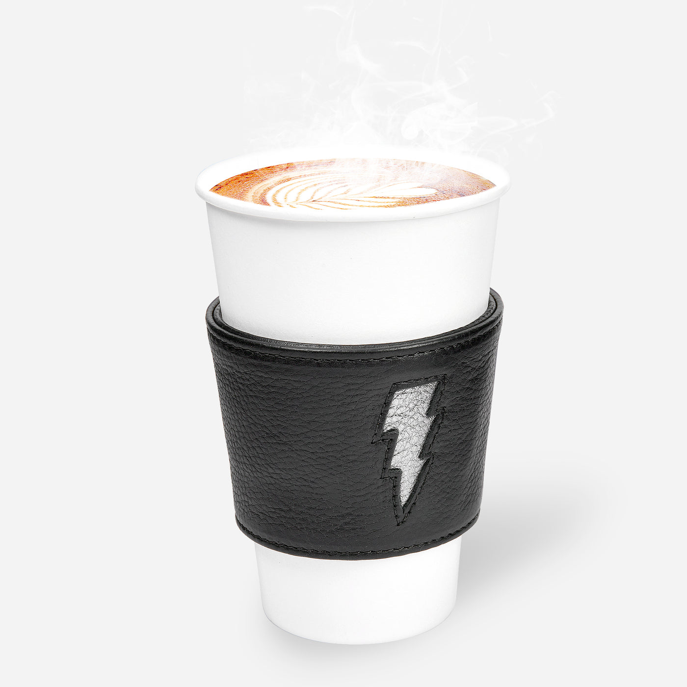Reusable Cup Sleeve - Tumbled Black Lightning Bolt