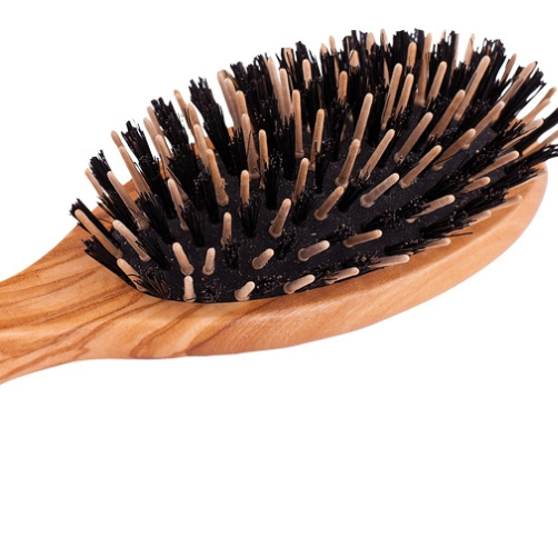 Brosse  cheveux  en poils  de sanglier et  picots en bois 