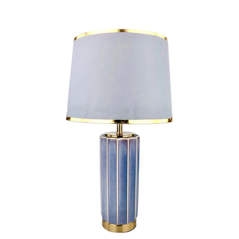 Ceramic Table Lamp With Blue Base and White Shade