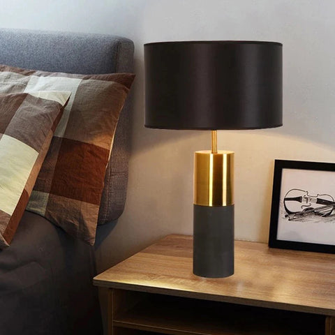 Modern Table Lamp with Marble Base and Black Shade