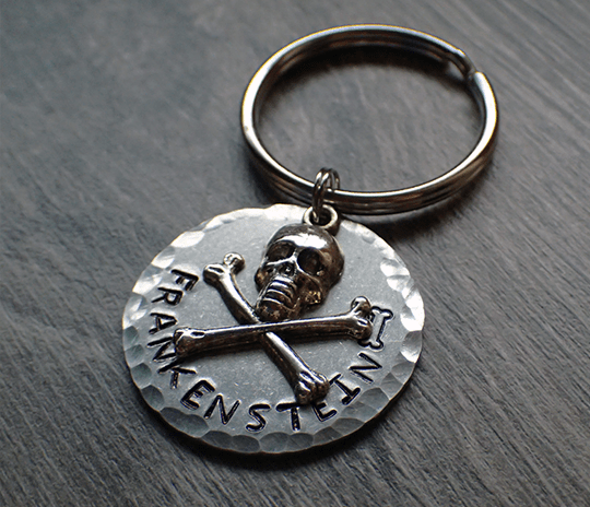 skull and crossbones dog tag