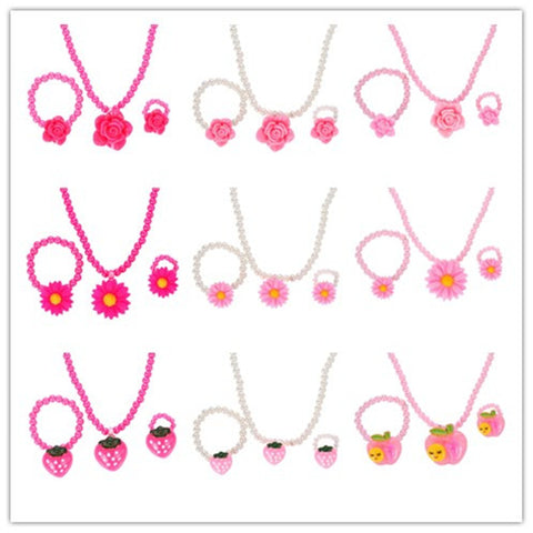 Resin Flower Pearl Beads Girls Jewelry Sets