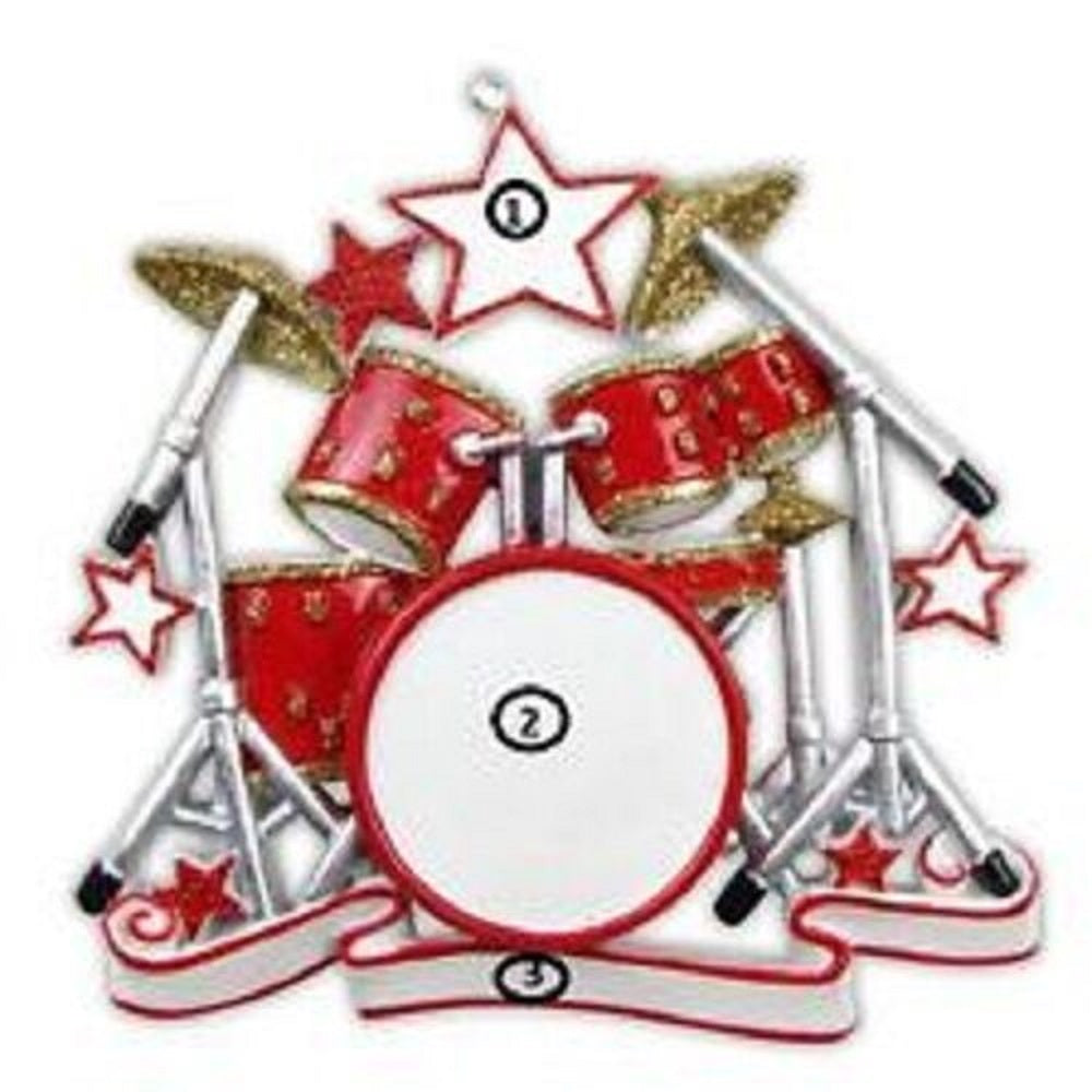 Drum Set Personalized Christmas Tree Ornament Xmass Band Drummer