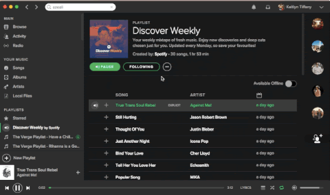 Enregistrement écran spotify