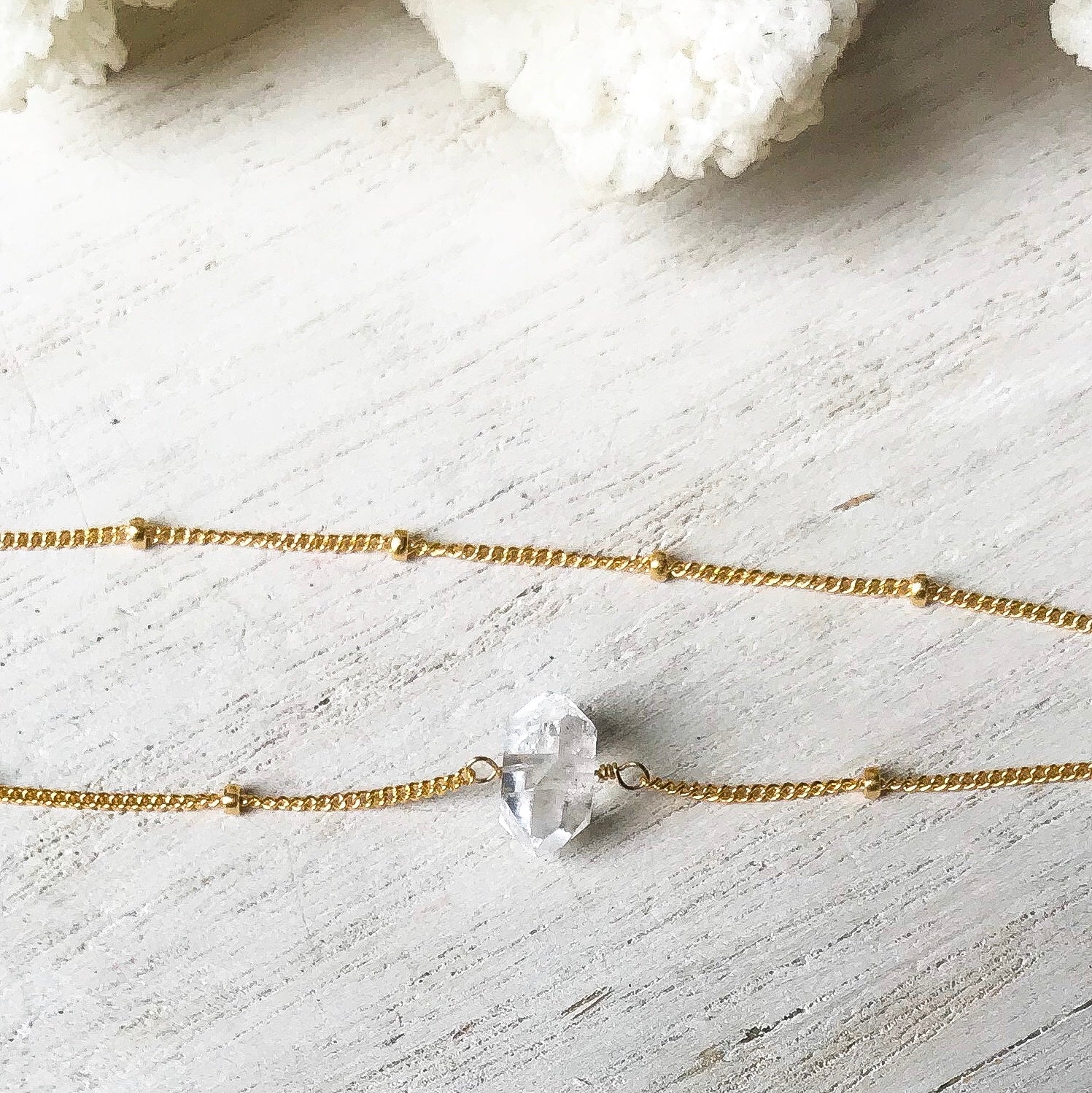 Gold Herkimer Diamond and Satellite 