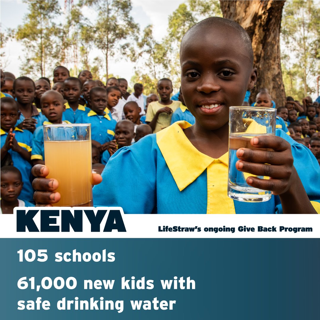 Kenyan school child with safe drinking water